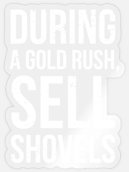 Goldrausch-Schaufelverkäufe fette Typografie - Sticker Größe S (10 x 10 cm) - Transparent glänzend