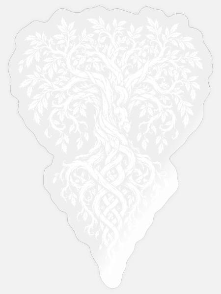 Yggdrasil – Weltenbaum im Flechtwerk - Sticker Größe S (10 x 10 cm) - Transparent glänzend