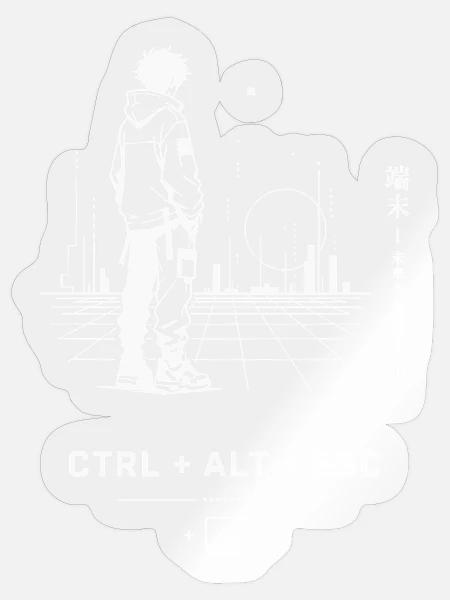 Ctrl Alt Esc Neon Skyline - Sticker Größe S (10 x 10 cm) - Transparent glänzend