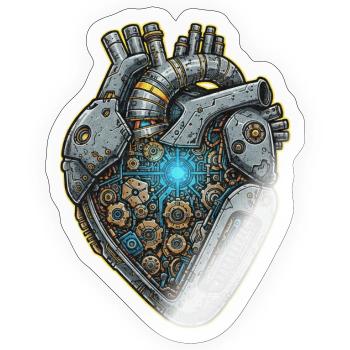 Mechanisches Herz mit Zahnrädern - Sticker Größe S (10 x 10 cm) - Transparent glänzend - Vorne