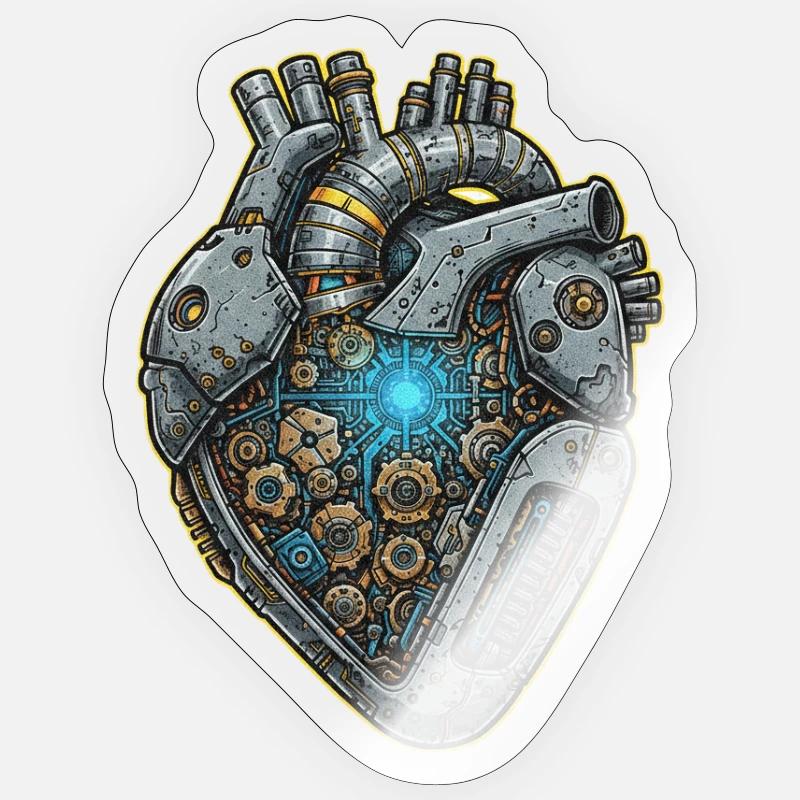 Mechanical Heart with Gears - Sticker size S (10 x 10 cm) - transparent glossy