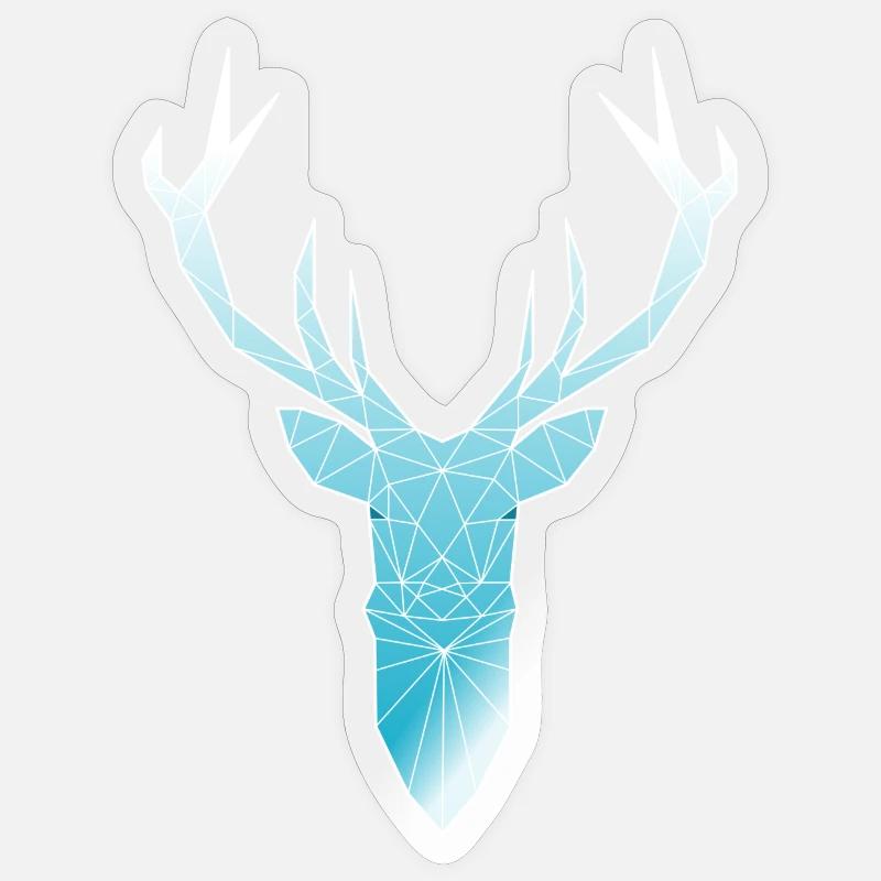 Deer head in triangle design (light blue) Sticker size S (10 x 10 cm)