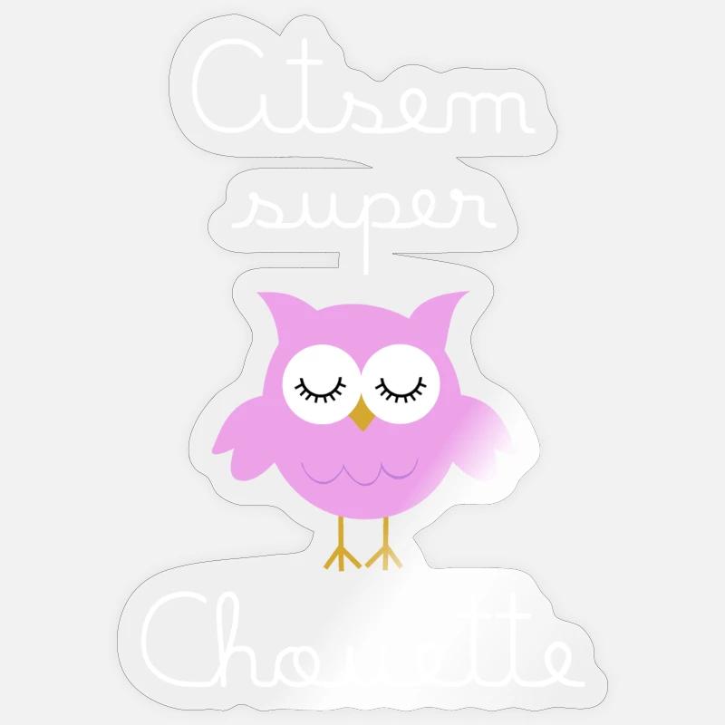 Atsem super chouette (écrit blanc) - Sticker taille S (10 x 10 cm) - brillant transparent