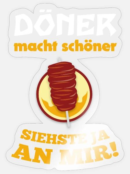 Döner macht schöner Siehst du an mir! - Sticker Größe S (10 x 10 cm) - Transparent glänzend