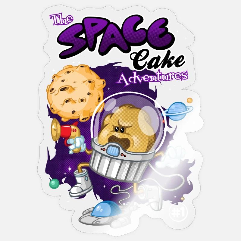 Space cake - Sticker size S (10 x 10 cm) - transparent glossy