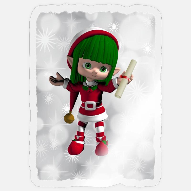 Elfe Vert - Sticker taille S (10 x 10 cm) - brillant transparent