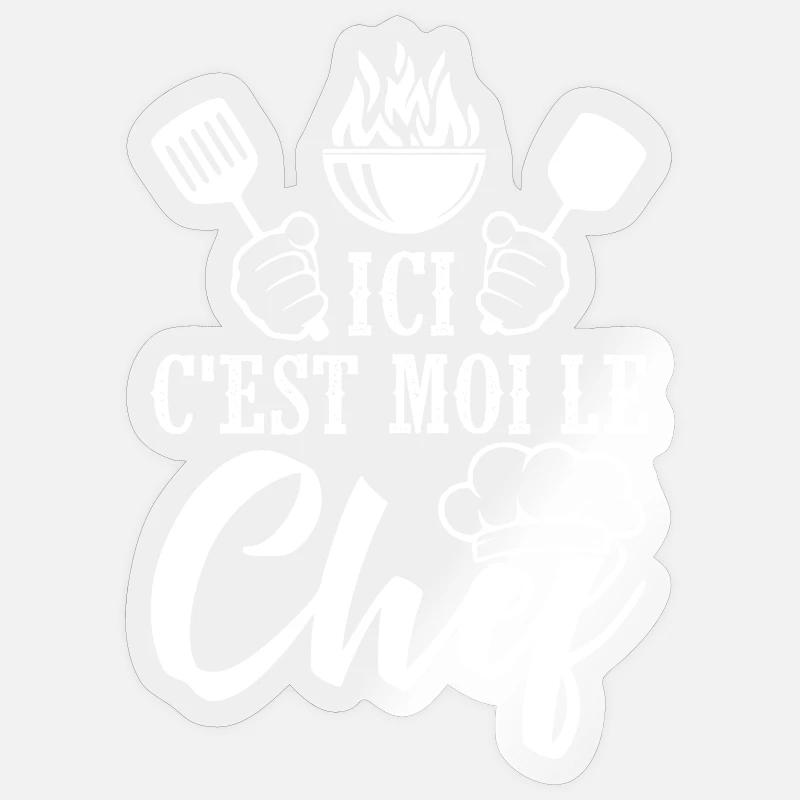 cuisinier cadeau cool chef papa papy cuisinier - Sticker taille S (10 x 10 cm) - brillant transparent