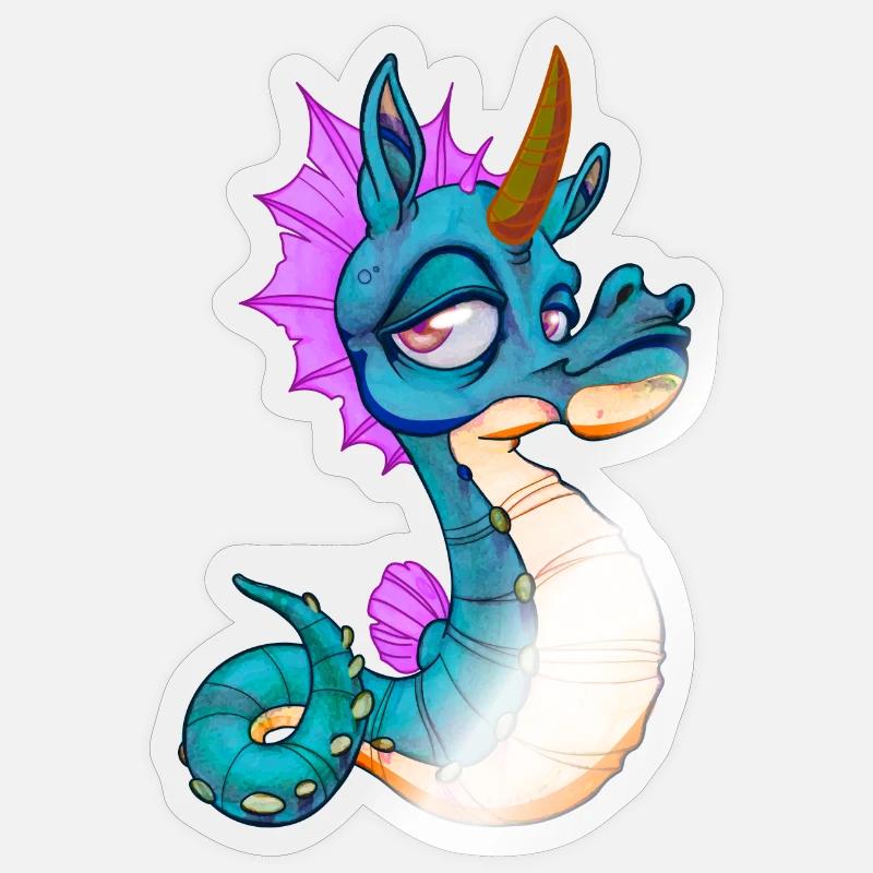 Niedliches Seepferd Einhorn Seepferdchen Geschenk - Sticker Größe S (10 x 10 cm) - Transparent glänzend