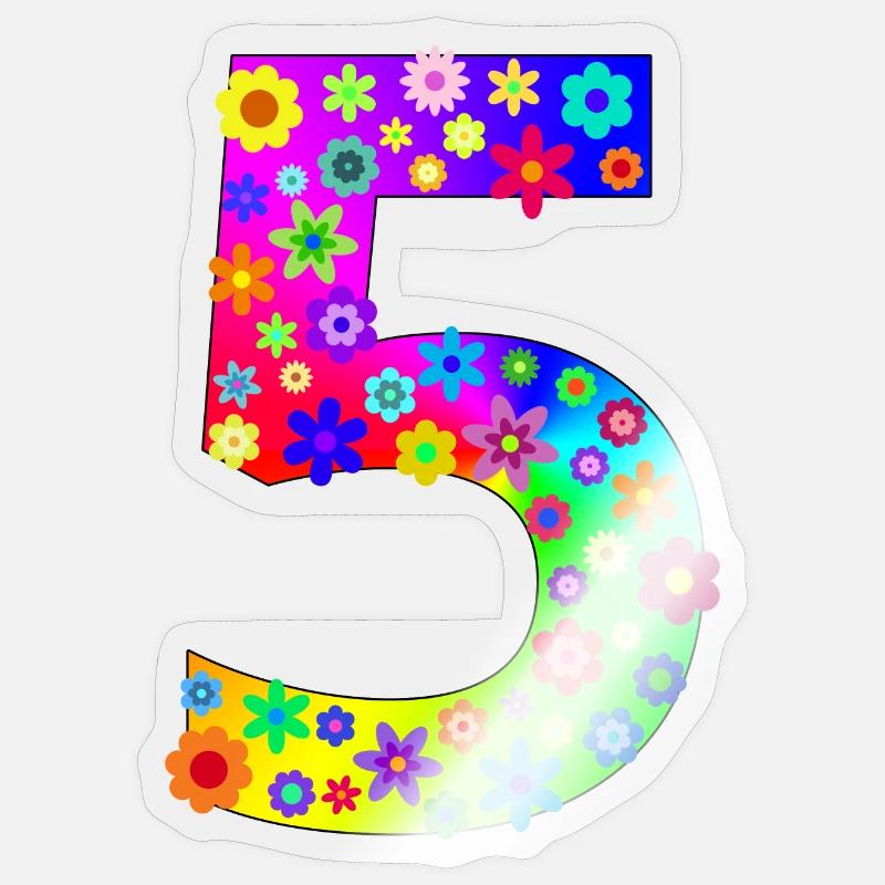 Fleurs numéro 5 - Sticker taille S (10 x 10 cm) - brillant transparent