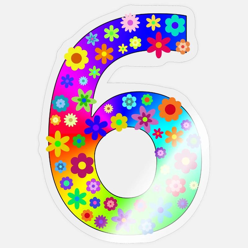 Fleurs numéro 6 - Sticker taille S (10 x 10 cm) - brillant transparent