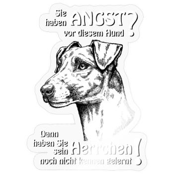 Angst vor Foxterrier? Herrchen - Sticker Größe S (10 x 10 cm) - Transparent glänzend - Vorne