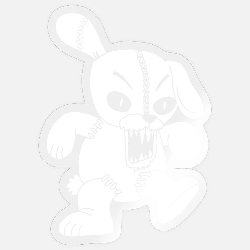 Monstrous white rabbit - Sticker size S (10 x 10 cm) - transparent glossy