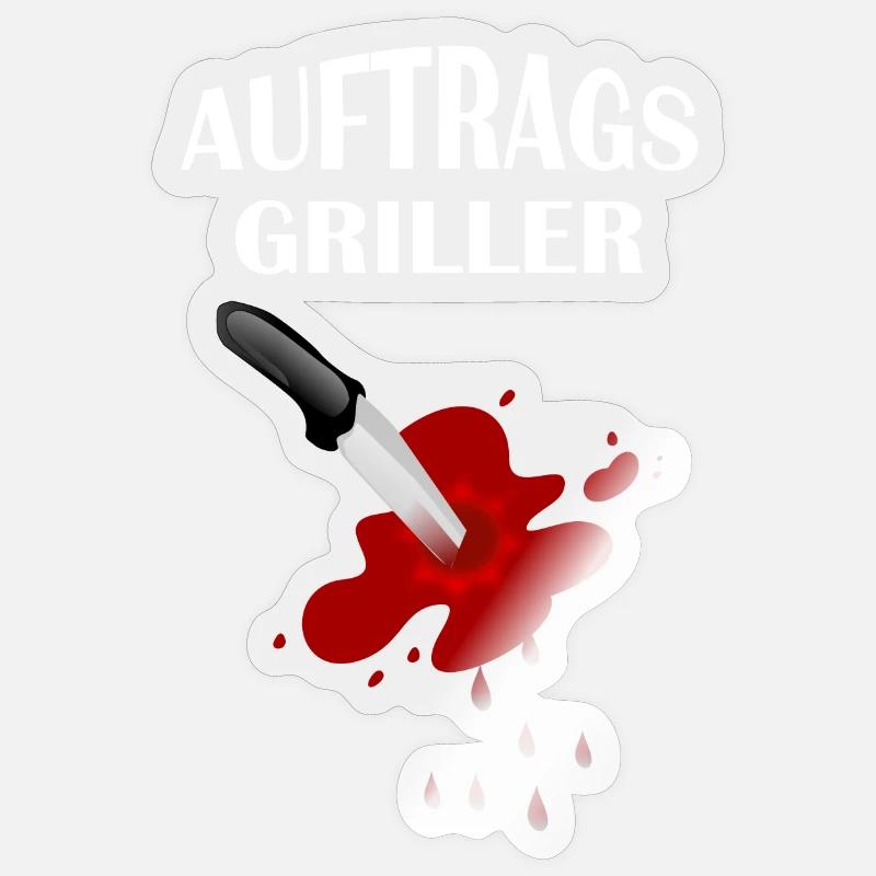 AUFTRAGSGRILLER - Sticker Größe S (10 x 10 cm) - Transparent glänzend