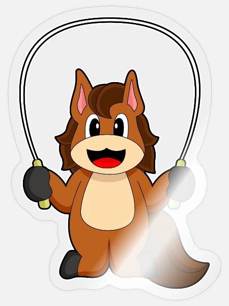 Pferd Seilspringen Springseil Fitness - Sticker Größe S (10 x 10 cm) - Transparent glänzend