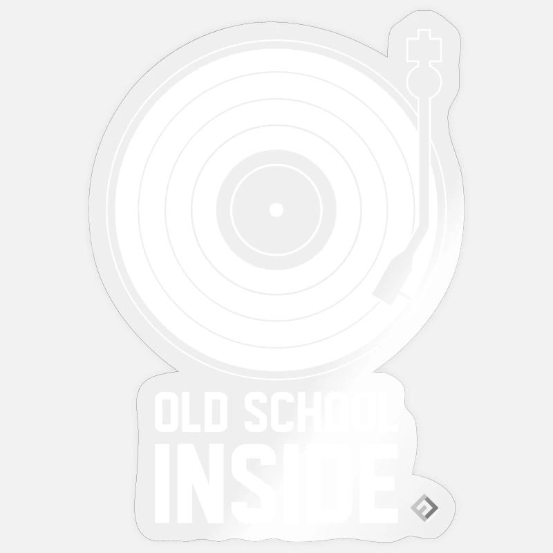 Old School Inside - Turntable White - Sticker taille S (10 x 10 cm) - brillant transparent