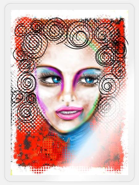 Buntes Pop-Art Frauenporträt - Sticker Größe S (10 x 10 cm) - Transparent glänzend