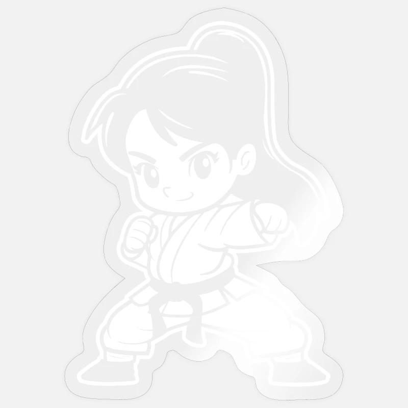 Kleines Karate Mädchen Comic Sticker Größe S (10 x 10 cm)