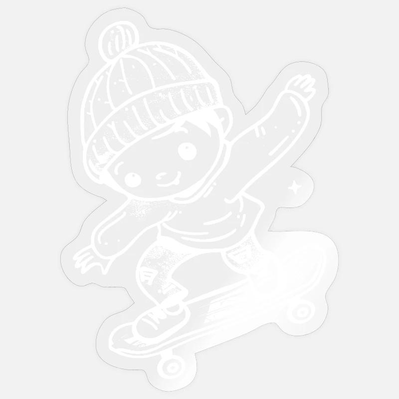 Skateboard Kind Comic Sticker Größe S (10 x 10 cm)