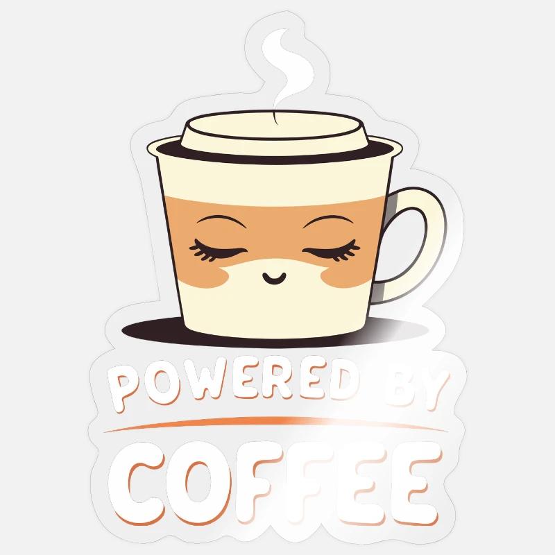 Powered by Coffee Design - Sticker size S (10 x 10 cm) - transparent glossy