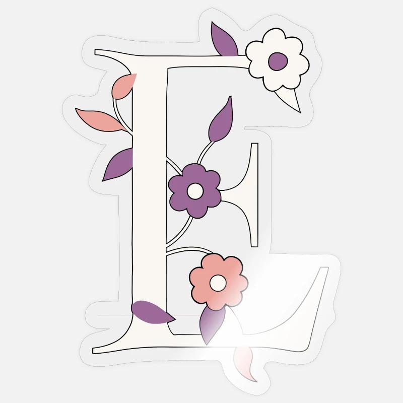 Lettre E Monogramme Rétro - Sticker taille S (10 x 10 cm) - brillant transparent