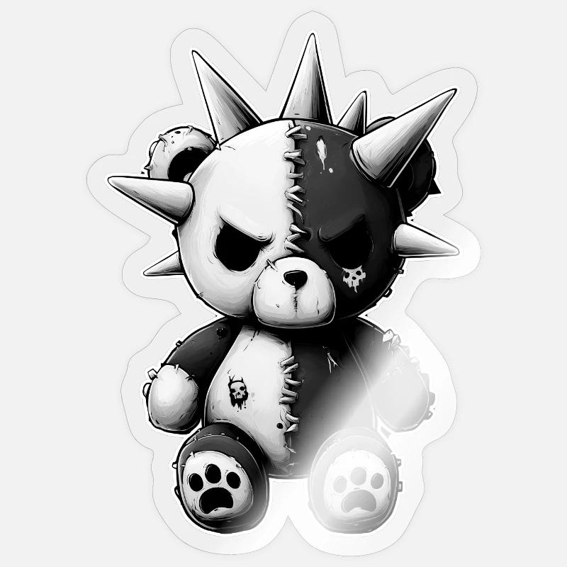 Split Skull Plush Bear Punk Sticker size S (10 x 10 cm)