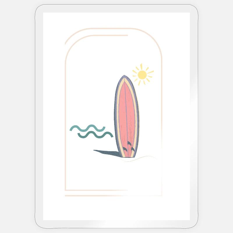 Planche de surf Sunrise Design - Sticker taille S (10 x 10 cm) - brillant transparent