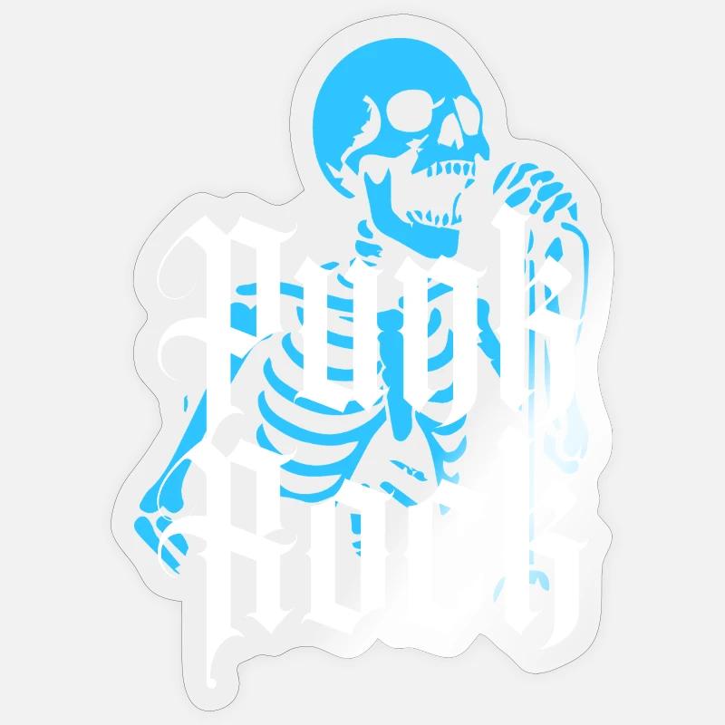 Lebendiges Skelett mit Gothic-Punk-Rock-Text - Sticker Größe S (10 x 10 cm) - Transparent glänzend