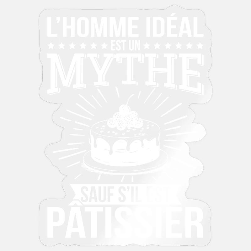 Der ideale Mann, ein Mythos, es sei denn, er ist Konditor Sticker Größe S (10 x 10 cm)