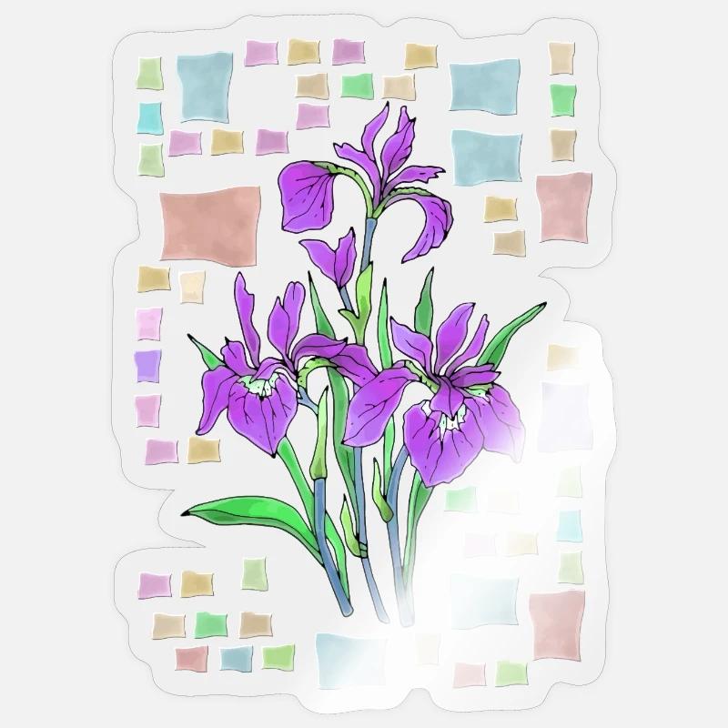 Fleur - Sticker taille S (10 x 10 cm) - brillant transparent