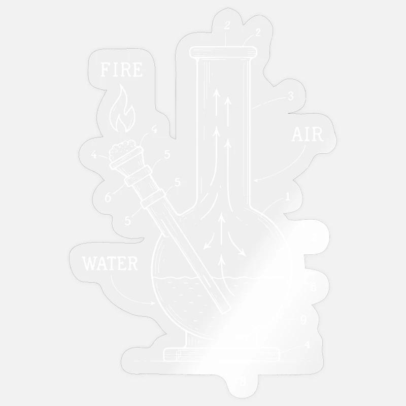 Blueprint-Technik Bong – Kunst-Cannabis - Sticker Größe S (10 x 10 cm) - Transparent glänzend