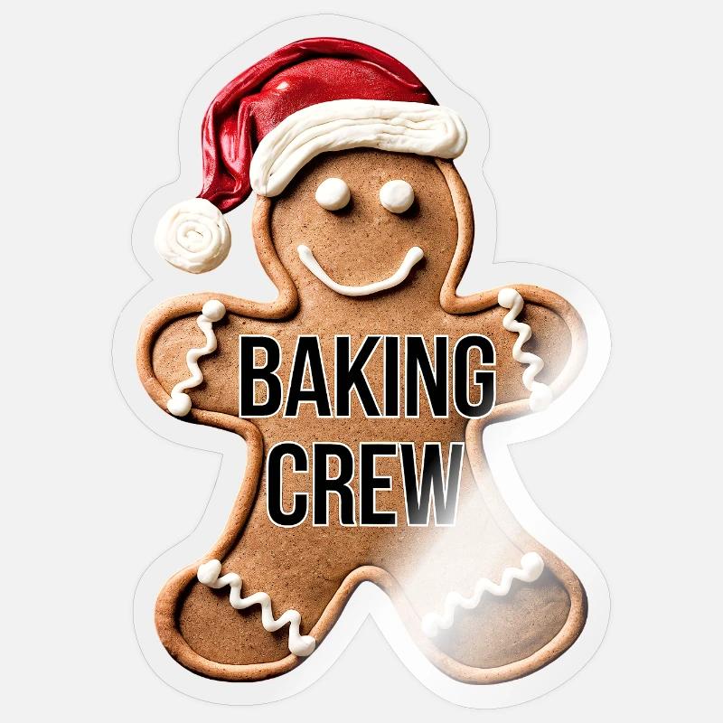 Baking Crew Gingerbread Man Cuisson de Noël Sticker taille S (10 x 10 cm)