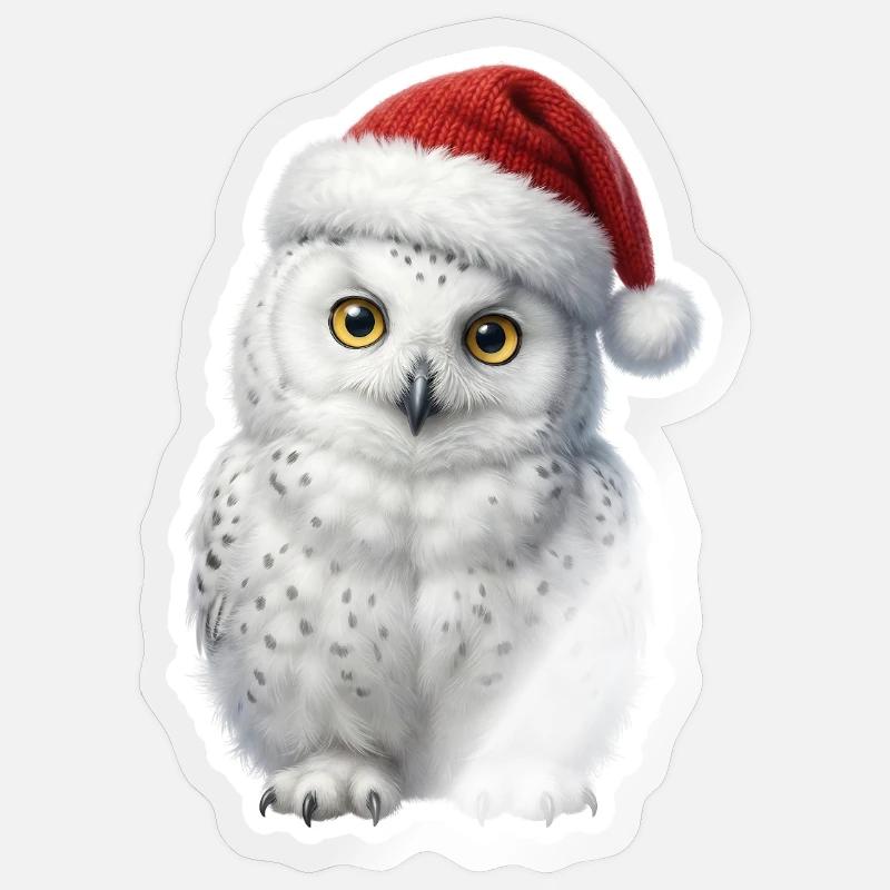 Weise Schnee Eule in Weihnachtsstimmung - Sticker Größe S (10 x 10 cm) - Transparent glänzend