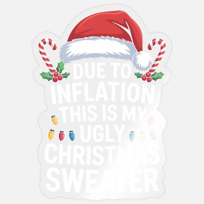 Inflation Hässlicher Weihnachtspullover - Sticker Größe S (10 x 10 cm) - Transparent glänzend