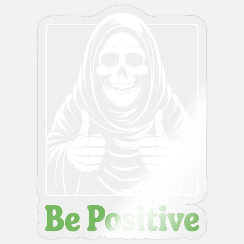 Be Positive Grim Reaper - Sticker Größe S (10 x 10 cm) - Transparent glänzend