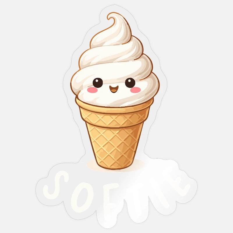 Softie. Softeis Liebe Eiscreme Statement Sticker Größe S (10 x 10 cm)