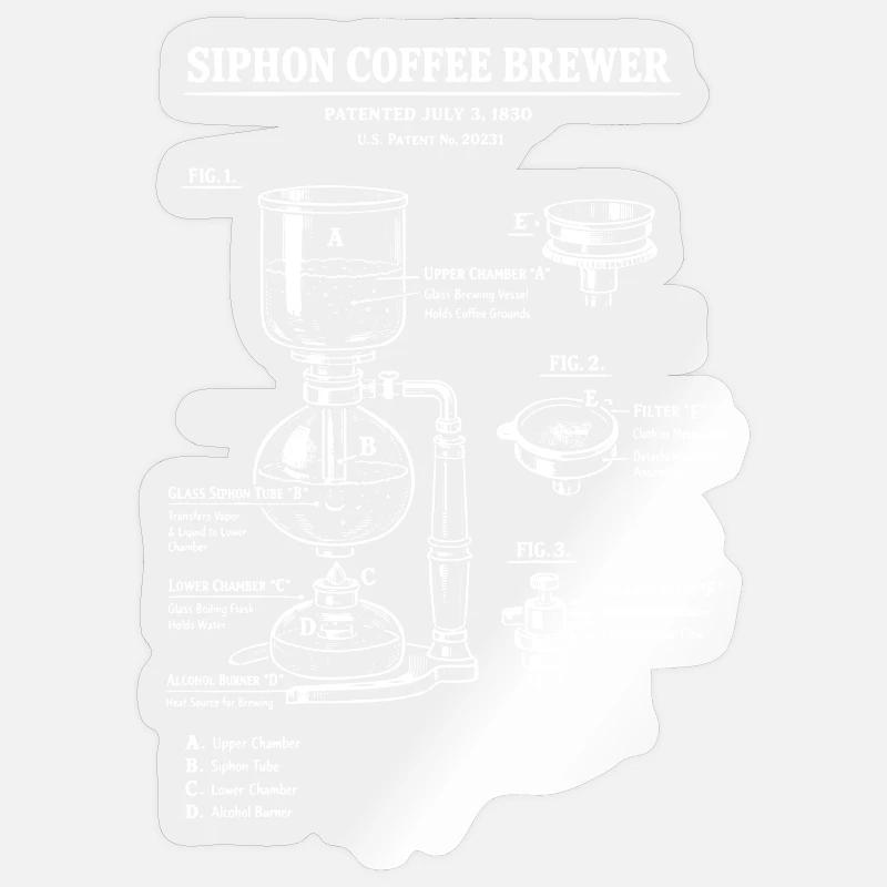 Schéma de plan de la cafetière à siphon Sticker taille S (10 x 10 cm)