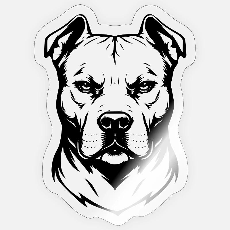 Pitbull Head Design Black & White - Sticker size S (10 x 10 cm) - transparent glossy