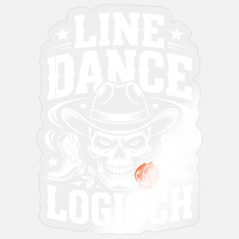 Line Dance Logical Skull - Sticker size S (10 x 10 cm) - transparent glossy