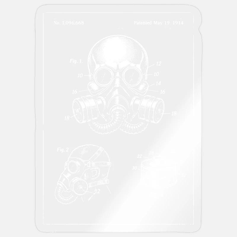 Illustration des Gasmasken-Bauplans - Sticker Größe S (10 x 10 cm) - Transparent glänzend