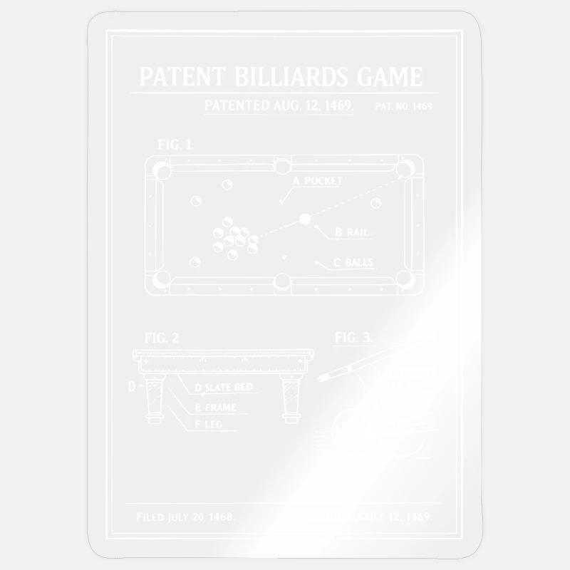 Patent-Billard-Bauplan - Sticker Größe S (10 x 10 cm) - Transparent glänzend