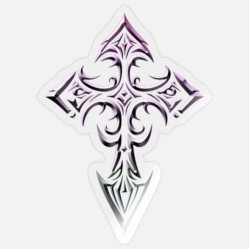 Gradient Gothic Cross Glyph - Sticker size S (10 x 10 cm) - transparent glossy