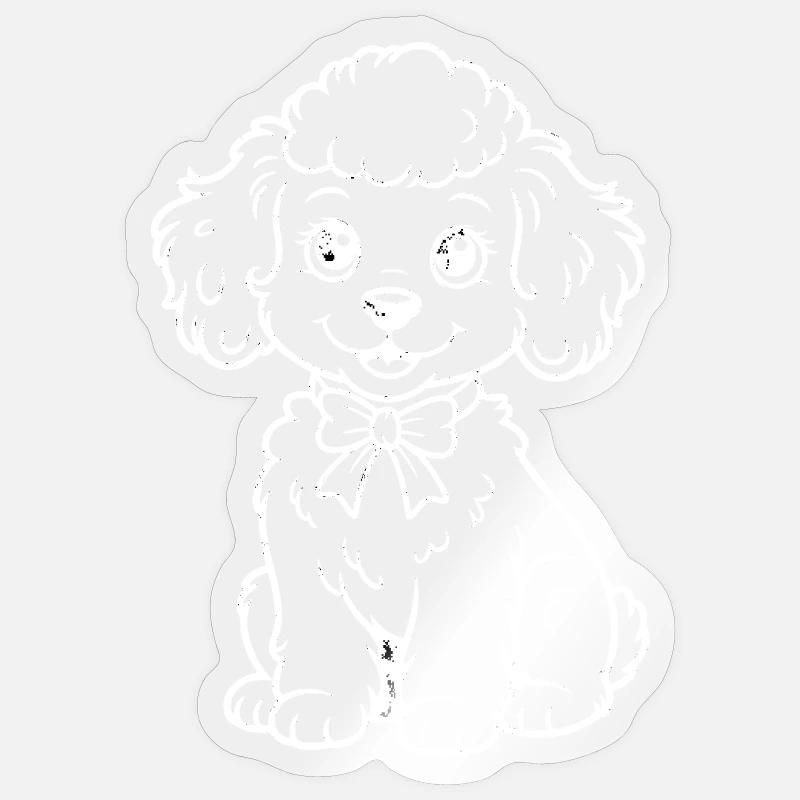 Caniche avec illustration d’arc - Sticker taille S (10 x 10 cm) - brillant transparent