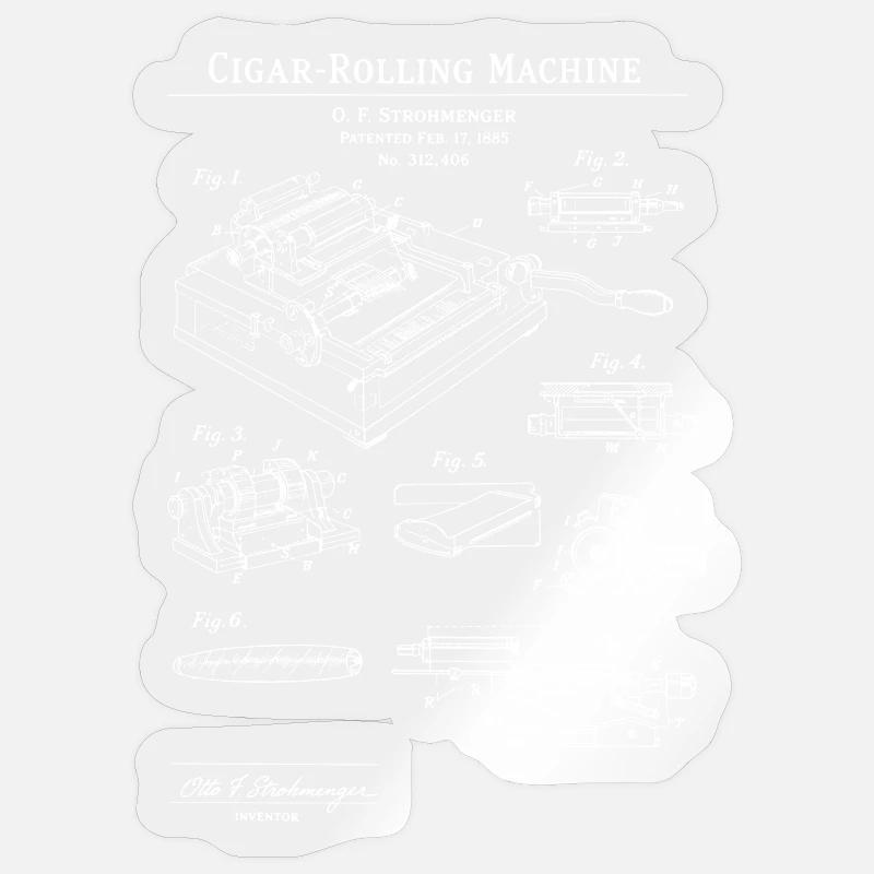 Cigar Rolling Machine Blueprint Sticker size S (10 x 10 cm)