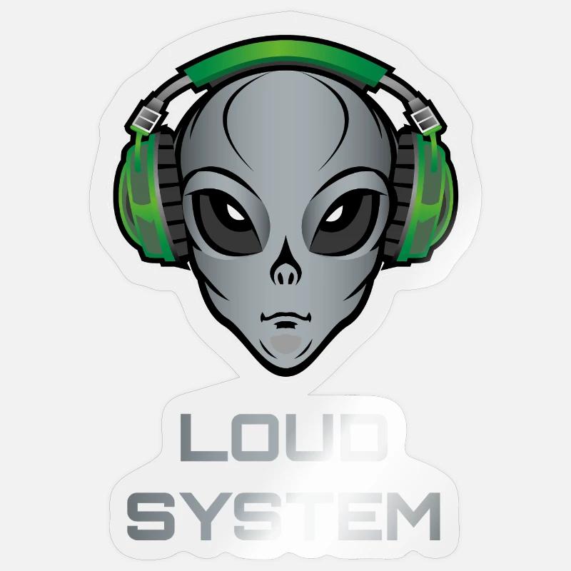 DJ Alien – Lautes System - Sticker Größe S (10 x 10 cm) - Transparent glänzend