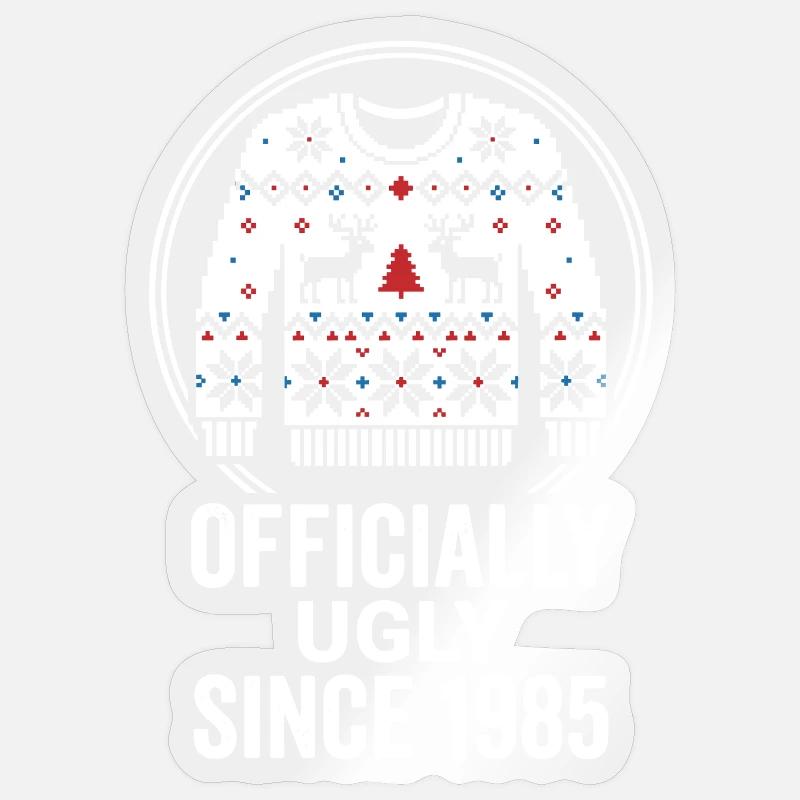 Offiziell Ugly 1985 Weihnachtspullover Sticker Größe S (10 x 10 cm)