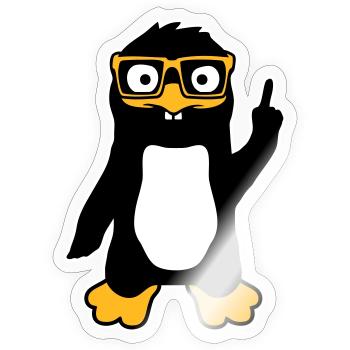 Penguin Geek Lunettes Index Lus Arrogant - Sticker taille S (10 x 10 cm) - brillant transparent - Devant