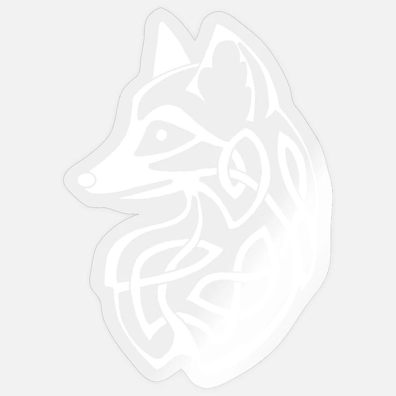 Renard celte blanc - Sticker taille S (10 x 10 cm) - brillant transparent