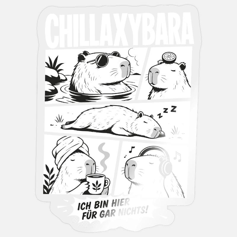 Chillax Capybara Lustiger Comic Stil - Sticker Größe S (10 x 10 cm) - Transparent glänzend