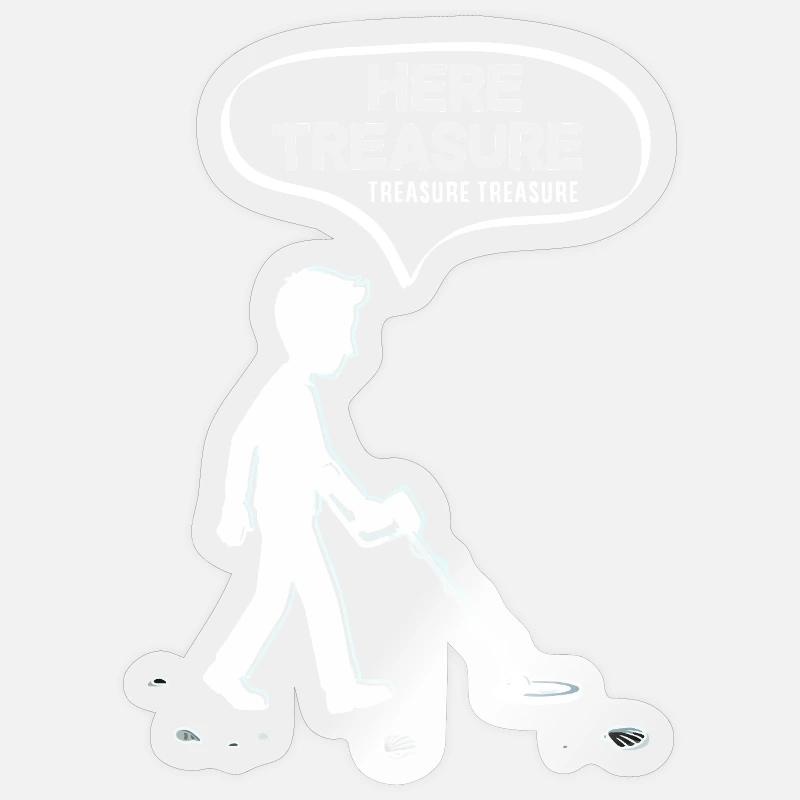 Hier Schatz Schatz Lustiger Sondengänger - Sticker Größe S (10 x 10 cm) - Transparent glänzend