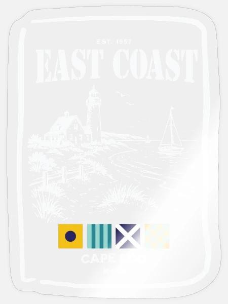 Cape Cod East Coast Leuchtturm & Küstenlinie - Sticker Größe S (10 x 10 cm) - Transparent glänzend